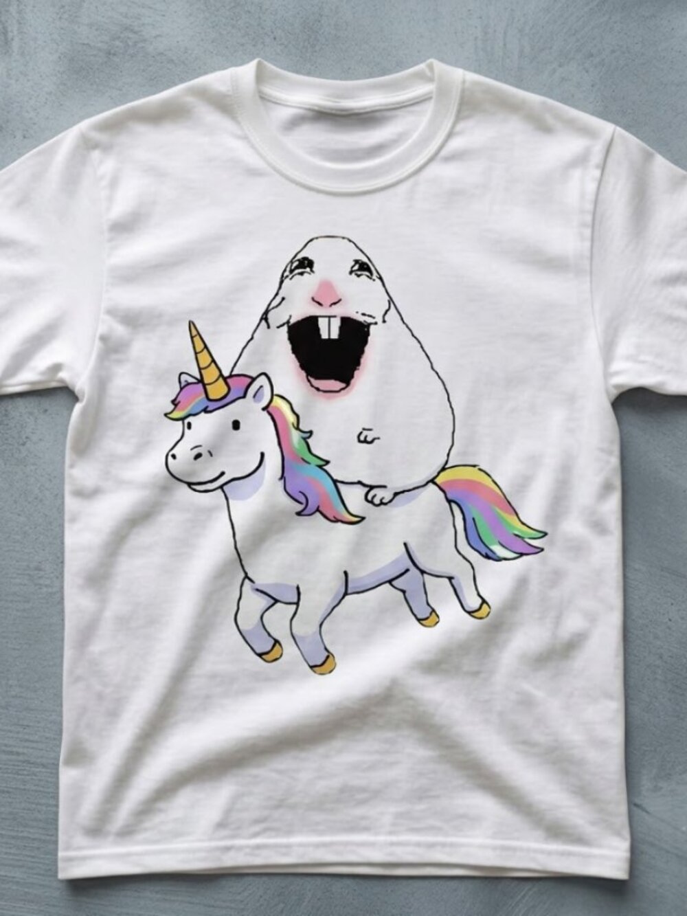 Hamster Woja Duchai Riding Rainbow Unicorn T-Shirt